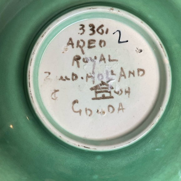 Vintage Royal Zuid Holland GOUDA Areo Holland Dutch Handled Dish Art Pottery - Picture 4 of 5